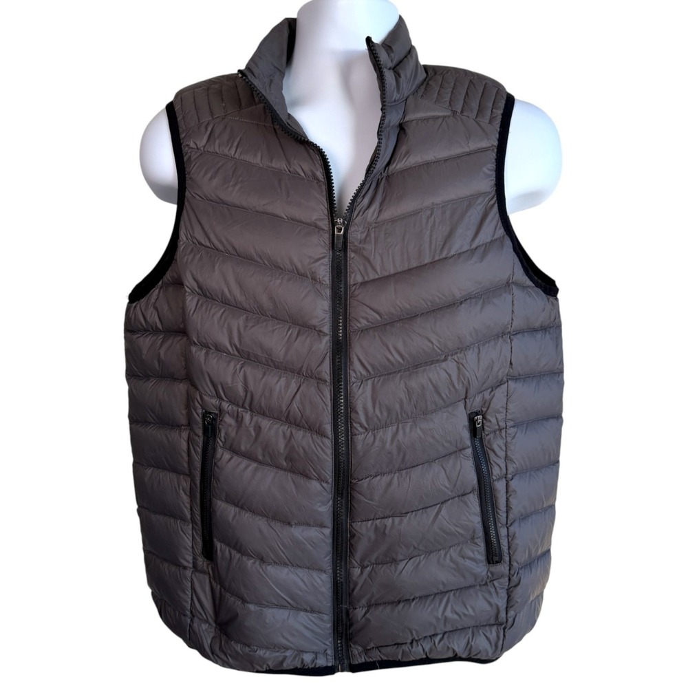 Fabletics Womens Down Puffer Vest XL Gray Lightweight Packable Zip Front Outdoor - Picture 2 of 9